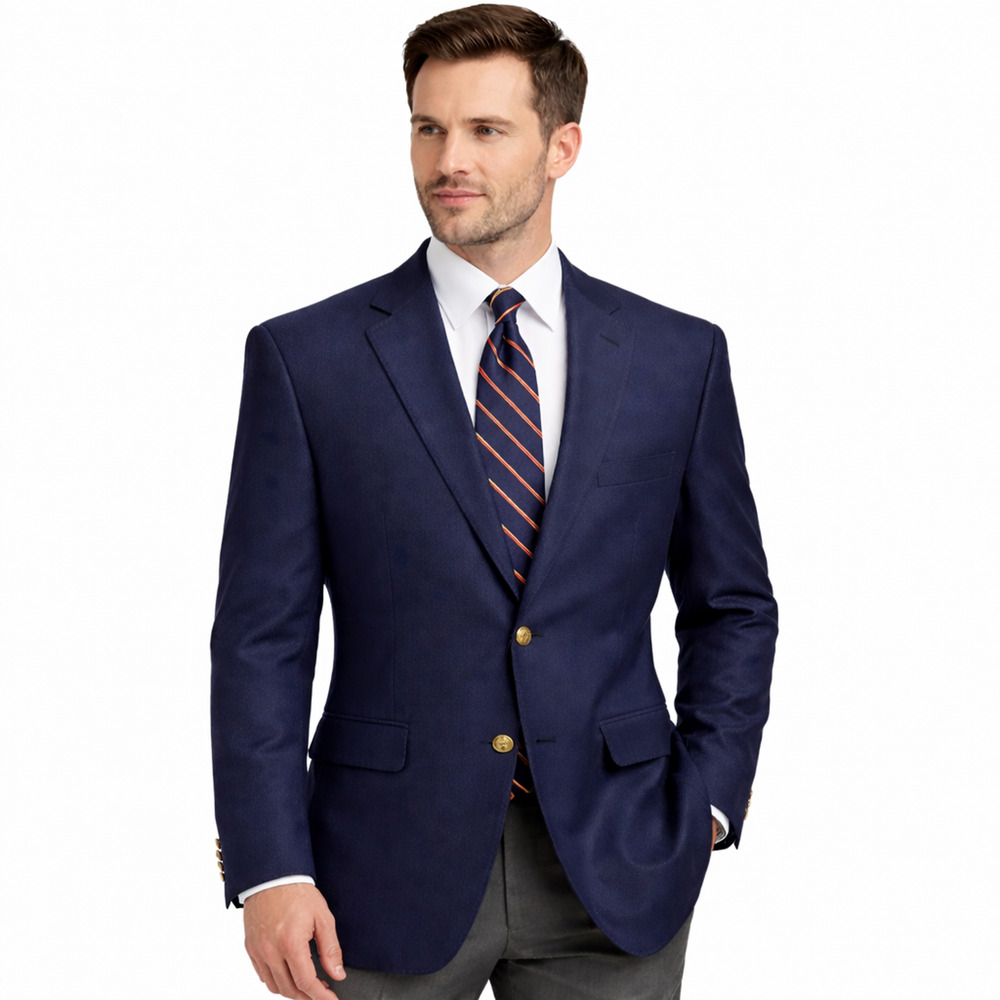 NEW Louis Martin Blazer Mens 42R Navy Wool Blend Hopsack Sport Coat Suit Jacket